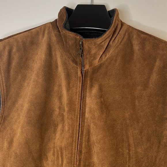 Mark Shale Sz L Reversible Suede Leather and Wool Zippered Mocneck - Picture 3 of 11